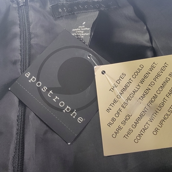 Apostrophe Croc Embossed Black Leather Skirt Womens Size 8 Lined NWT - Picture 8 of 9